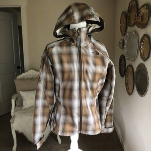 THE NORTH FACE | Brown Plaid Fuzzy Jacket Hood M